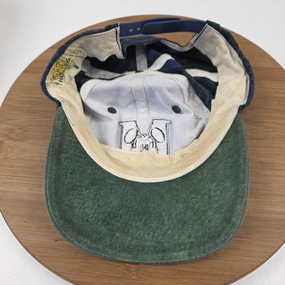 Vintage Mickey Mouse Hat Cap Snap Back Green Blue Plaid Suede Brim Mens 90s - Picture 9 of 11